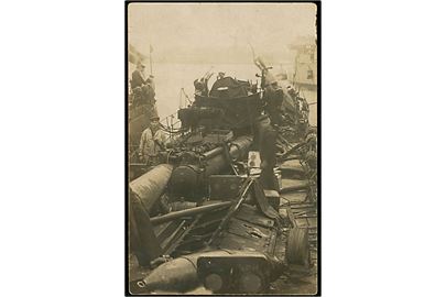 Torpedobåden Sværdfisken efter minesprængning 1918 i Langelandsbælt. U/no.
