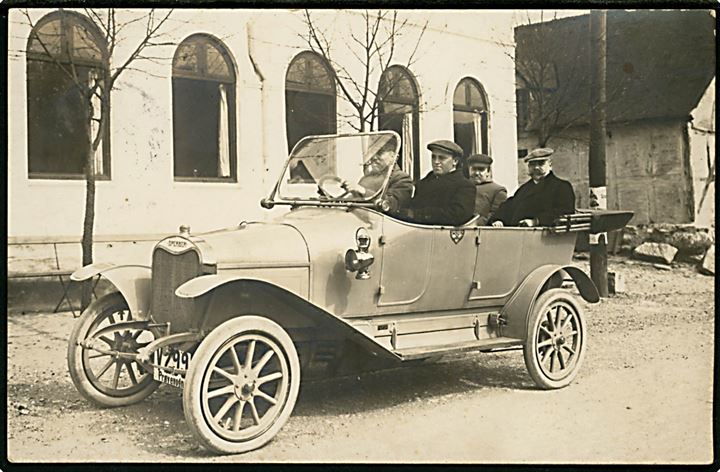 Sperber automobil med V299 Prøvevogn fra Randers Købstad. Fotokort dateret i Hadsund d. 21.5.1913.