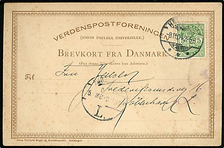 Alexander Svedstrup: Helsingør, væltepeter på Strandvejen med by og Kronborg i baggrunden (JM4). J. Møller u/no. Fremstillet 1888, men først benyttet i 1904.