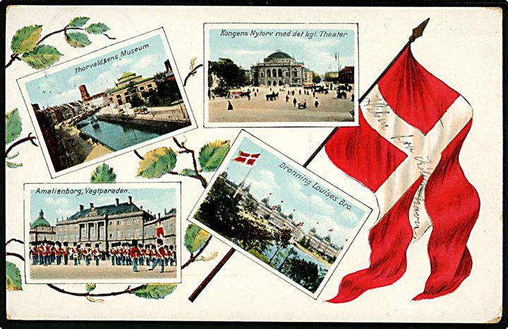 Købh. Thorvaldsens Museum, Kgl. Teater, Amalienborg og Dr. Louises bro. V.P. no. 219.