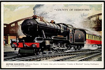 Country of Hereford, British Railways, forlader Paddington. Valentine & Sons no. 1712.