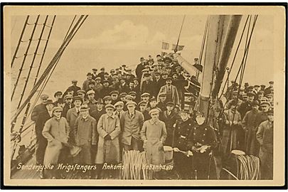Genforening. Sønderjyske krigsfanger hjembringes med skib via København 1919. Dansk Reklameforlag u/no.