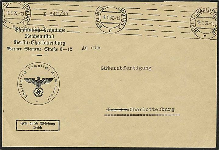 Tjenstebrev fra Berlin d. 19.1.1937 til Charlottenburg.