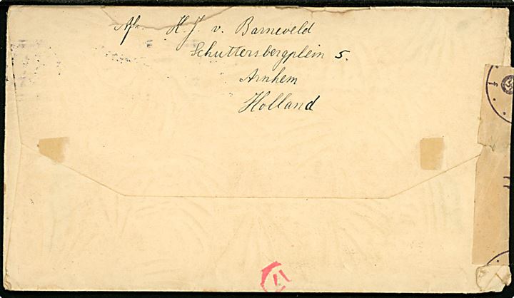 Hollandsk 12½ c. frankeret brev fra Arnhem Station d. 15.6.1942 til OT-arbejder ved Postbox 149 Str., Lager 3, Trondheim, Norge. Åbnet af tysk censur i Hamburg.