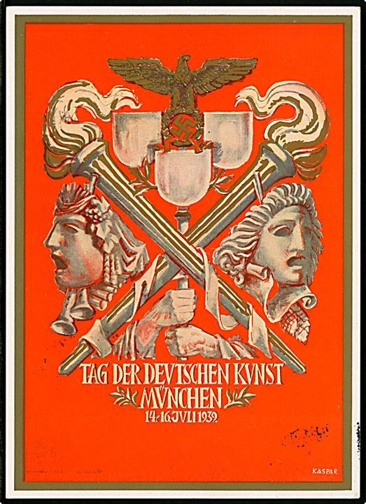 Tag der Deutschen Kunst München 14-16 Juli 1939. Officielt illustreret helsagskort med særstempel.