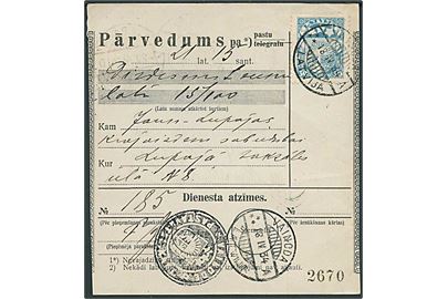 30 s. Våben single på indenrigs postanvisning fra Vainoda d. 18.4.1934 til Leipaja.