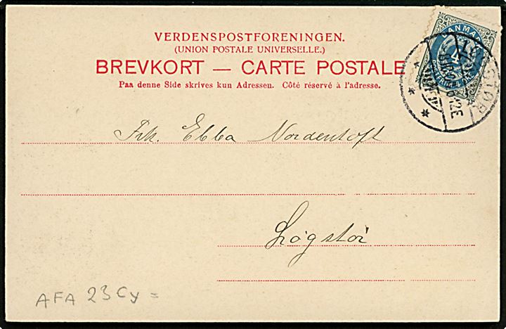 4 øre Tofarvet vm. III omv. rm. på brevkort (Næsbygaard ved Løgstør) sendt lokalt i Løgstør d. 8.10.1904.