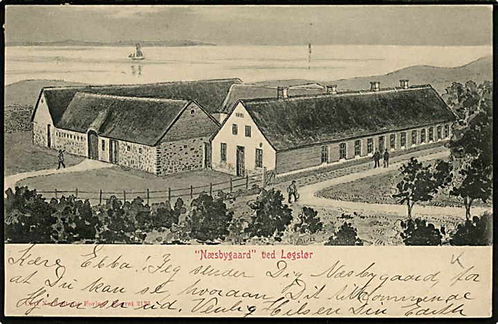 4 øre Tofarvet vm. III omv. rm. på brevkort (Næsbygaard ved Løgstør) sendt lokalt i Løgstør d. 8.10.1904.