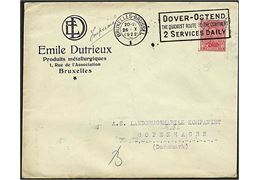 10 cent rød på brev fra Bruxelles d. 26.10.1922 til København. TMS med reklame for skibsruten Dover-Ostend.