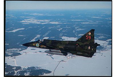 Svensk SAAB JA37 Viggen jagerfly fra F16 i Uppsala. 
