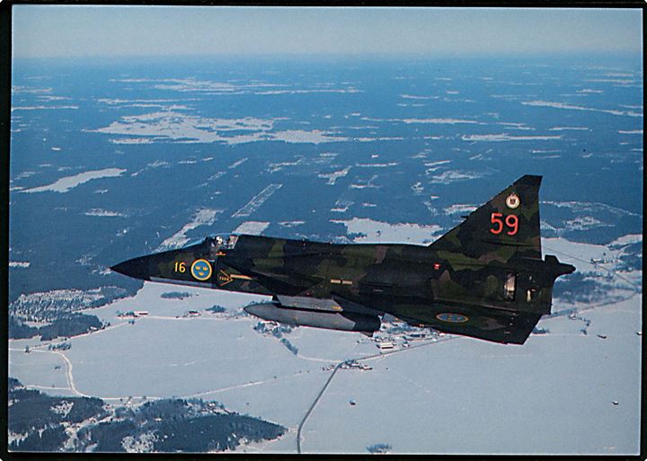 Svensk SAAB JA37 Viggen jagerfly fra F16 i Uppsala. 