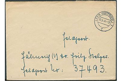 Ufrankeret feltpostbrev fra Leer d. 30.5.1944 til soldat ved feldpost nr. 37493 = Hafenkommandant Aarhus.