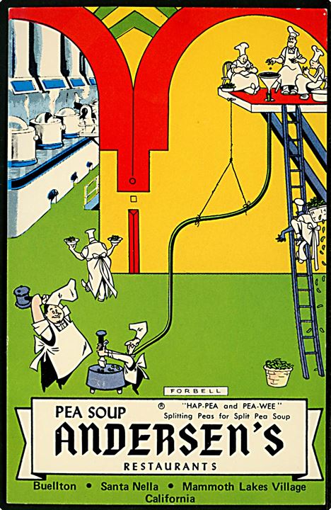 USA, Fremstilling af Pea Soup på Andersen's Restaurants i Californien.