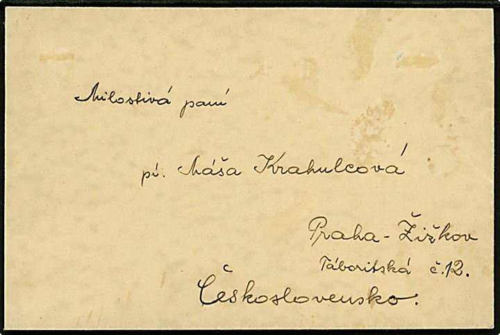 Sudetenland(?). 5 pfg. Hindenburg (4) på bagsiden af brev annulleret med provisorisk rammestempel Leipol d. 14.1.1939 til Prag, Tjekkoslovakiet. Åbnet af tysk toldkontrol. 