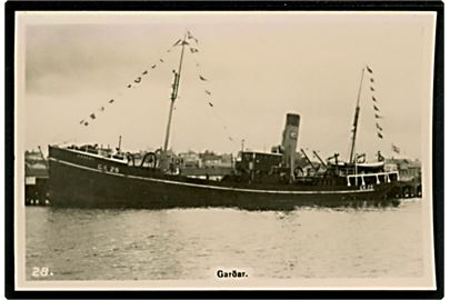 Gardar (GK25), damptrawler, Einar Thorgilsson, Hafnarfirdi. Samlekort 5x7½ cm
