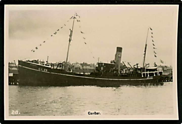 Gardar (GK25), damptrawler, Einar Thorgilsson, Hafnarfirdi. Samlekort 5x7½ cm