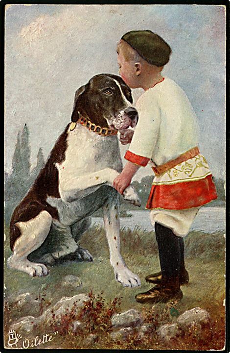 GUTE FREUNDE. Hund giver pote til dreng. R. Tuck no. 352 B.
