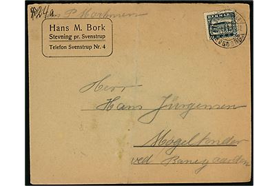 20 øre Genforening på brev fra Stevning pr. Svenstrup annulleret med bureaustempel Sønderborg - Nørborg sn2 T.07 d. 29.1.1921 til Møgeltønder.