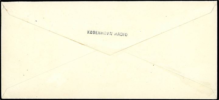 15 øre Karavel på Radiobrev rudekuvert - formular R.12 12/34 - stemplet København K. d. 1.7.1935. På bagsiden liniestempel: København Radio.