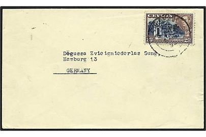 25 cent brun/blå på brev fra Ceylon d. 6.12.19xx til Hamburg.