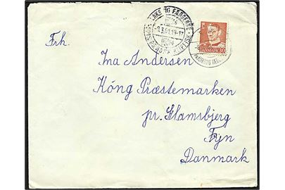 30 øre rød Fr. IX på brev fra Svinø/pr. Klaksvig Færøerne d. 8.3.1961 til Køng. Klaksvig klipfiskstempel.
