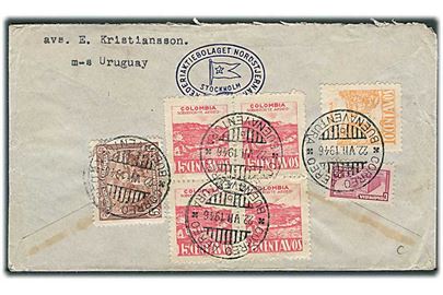 Blandingsfrankeret luftpostbrev fra Bueneventura d. 22.7.1946 til Göteborg, Sverige. Fra sømand ombord på M/S Uruguay.