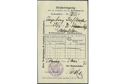Sønderjylland. Aus Hammeleff, Kreis Hadersleben,  afstempling på forsikringspapir fra 1911.