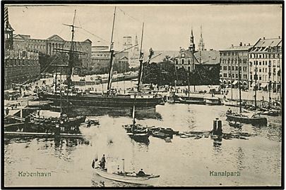 Købh., Kanalparti med sejlskib. Sk. B. & Kf. no. 3704.