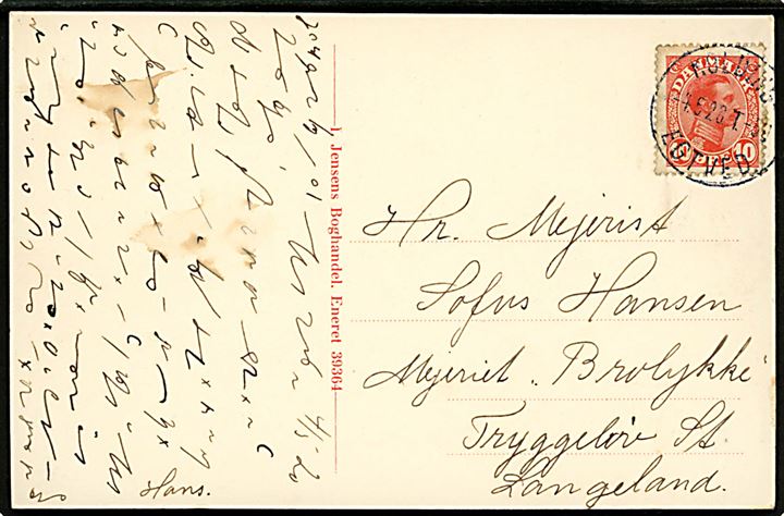 10 øre Chr. X på brevkort (Parti fra Egtved) annulleret med bureaustempel Kolding - Egtved T.5 d. 4.5.1920 til Tryggelev på Langeland.