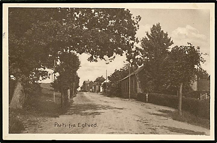 10 øre Chr. X på brevkort (Parti fra Egtved) annulleret med bureaustempel Kolding - Egtved T.5 d. 4.5.1920 til Tryggelev på Langeland.