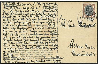 25 øre brun/sort Chr. X på postkort fra Fredericia d. 14.2.1921 til Altona. 