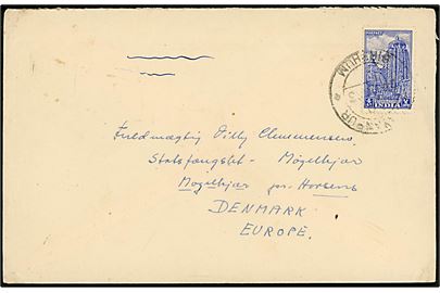 Indisk 4 as. på brev fra Narainpur Birbhum i West Bengal 1953 til fuldmægtig i Statsfængslet Møgelkjær pr. Horsens, Danmark.