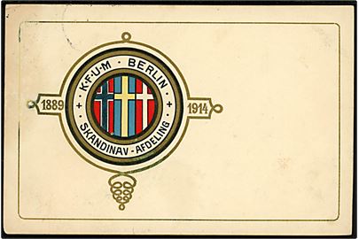 K.F.U.M., Berlin Skandinav-Afdeling 1889-1914. Jubilæumskort brugt fra Berlin d. 29.6.1914. 