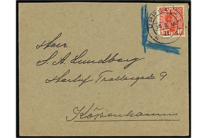 10 øre Chr. X markeret ugyldig på brev annulleret med svensk stempel i Uppsala d. 16.7.1916 til København, Danmark. Ikke udtakseret i porto.