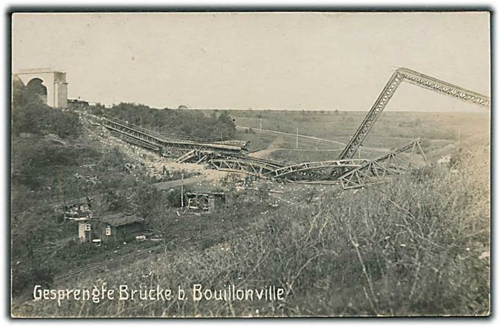 Sprængt bro ved Bouillonville. Fotokort u/no. 