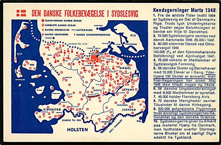 Den danske Folkebevægelse i Sydslesvig. Kendsgerninger November 1949 med landkort. Sydslesvigsk Udvalg u/no.