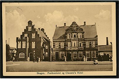 Skagen, Postkontor og Claussen's Hotel. E. Nielsen u/no.