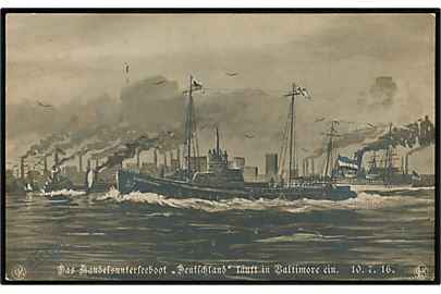 Tyske Handels-U-båd Deutschland ankommer til Baltimore d. 10.7.1916. 