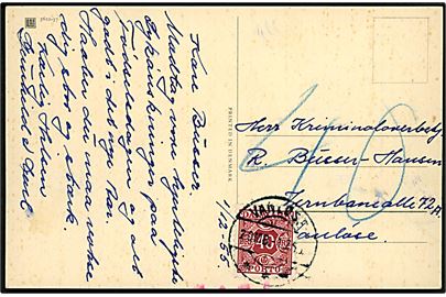 Ufrankeret brevkort (Jac. Edgren: Blaffer) dateret d. 1.12.1955 til Vanløse. Røde omdelingskontrol streger og udtakseret i porto med 40 øre Portomærke stemplet Vanløse 2. OMB. d. 1.12.1955.