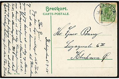 5 øre Soldater frimærke på brevkort annulleret med brotype IIIb Kastrup d. 6.9.1918 til København.