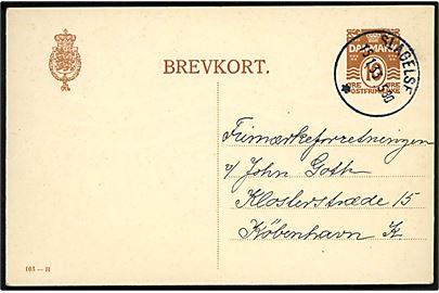 10 øre helsagsbrevkort (fabr. 103-H) annulleret med brotype IIId Slagelse * d. 15.1.1933 til København.
