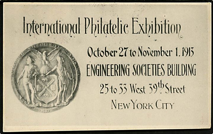 1 cent U. S. Parcel Post udg. anvendt som frankering på brevkort fra New York d. 3.11.1913 til Schweiz. Påskrevet via S/S Kronprinsesse Cecilie. På bagsiden reklame for International Philatelic Exhibition i New York d. 27.10. - 1.11.1913.