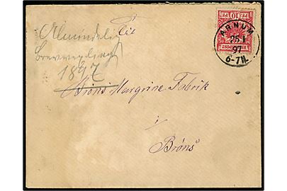 10 pfg. Adler på brev annulleret med enringsstempel Arnum d. 25.1.1897 til røns