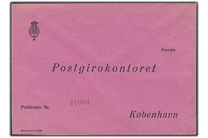 Ufrankeret fortrykt kuvert - formular Bet.S.6077 5/32 til Postgirokontoret, København. Ubrugt.