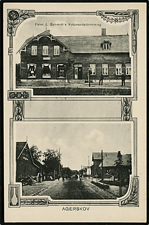 Agerskov, gadeparti og Peter J. Schmidt's købmandsforretning. C. C. Biehl no. 37077.