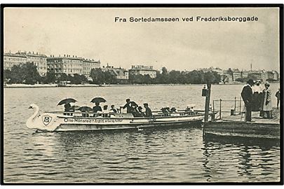 Købh., Sortedamssøen ved Frederiksborggade med dampbåd. E. H. Lorenzen & Co. no. 1.