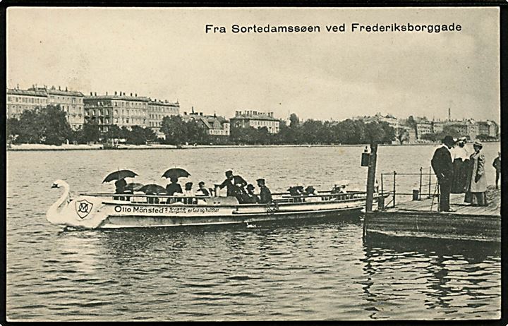 Købh., Sortedamssøen ved Frederiksborggade med dampbåd. E. H. Lorenzen & Co. no. 1.