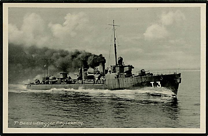 Laxen, torpedobåd T3 udlægger røgdækning. V. Thaning & Appel Serie T no. 147.