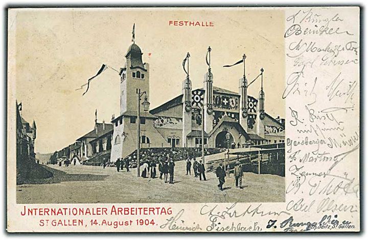 Festhalle, Schweiz. Internationaler Arbeitertag. St Gallen, 14 August 1904. Lith. Seitz, St Gallen. 