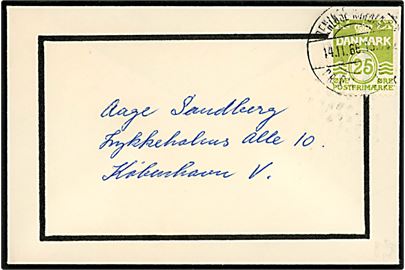 25 øre Bølgelinie på lille sørgebrev sendt som tryksag annulleret med pr.-stempel Benløse Runding pr. Ringsted d. 14.11.1966 til København.